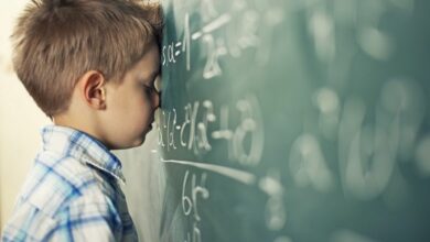 Boy struggling to learn math