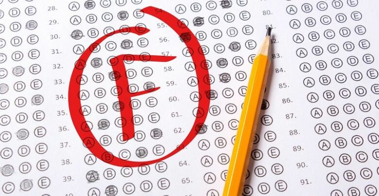F grade in standardized school test