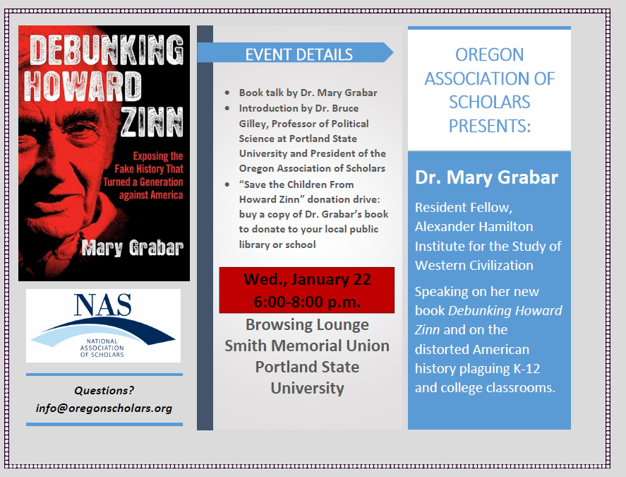 Dr. Mary Grabar speaking at PSU Jan 22nd, 2020 6 to 8 pm in the Browsing Lounge,  Smith Memorial Union,  Portland State University