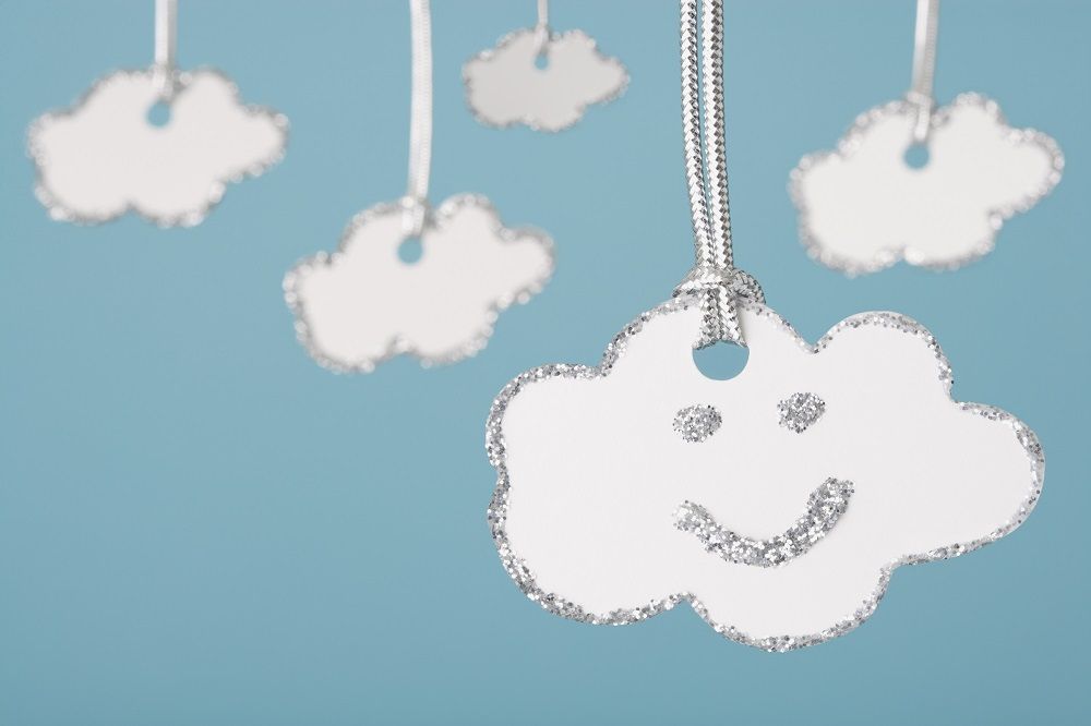 happy silver lined clouds