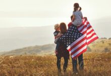 Free American Family with the US Flag