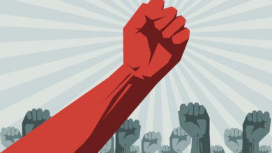 Red fist of socialist teachers unions ruling the mobs